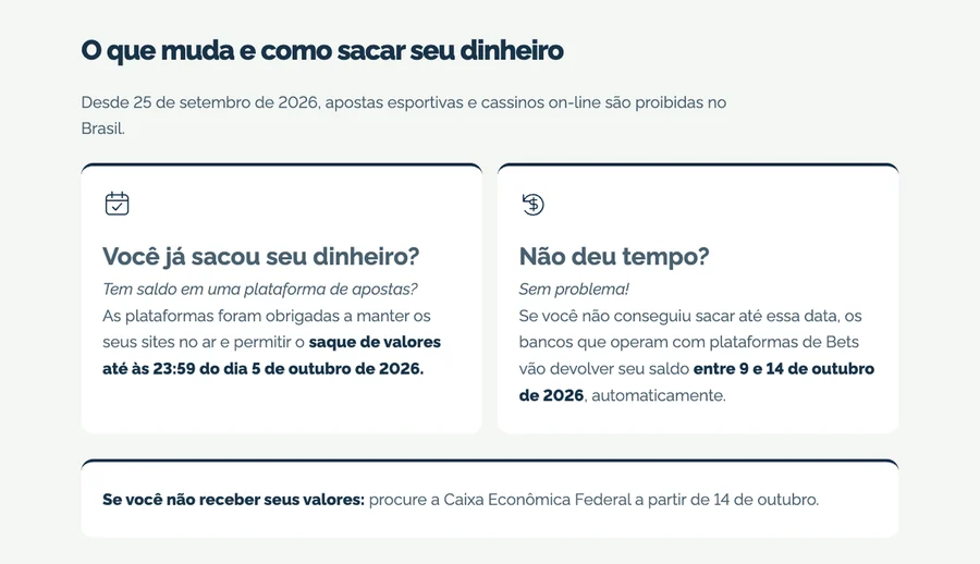Página oficial com os prazos de devolução e o caminho da Cai